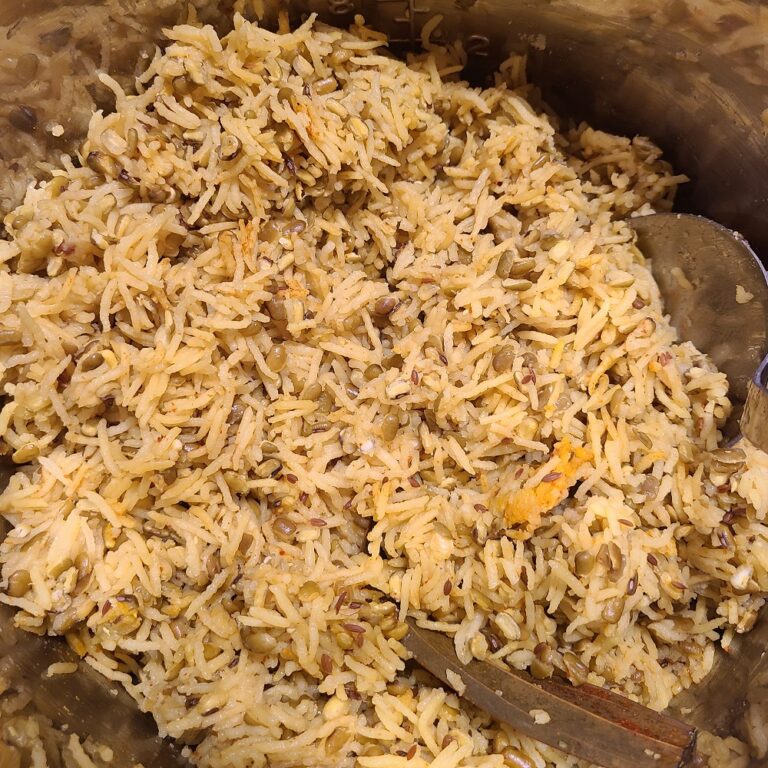 Fat-free, Quick Lentils and Rice in Instant Pot